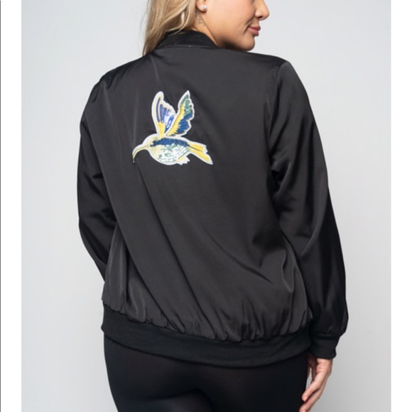 Black embroidered bomber jacket - Picture 2 of 4